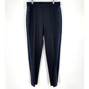 Raffaello Rossi SADA STRIPE Trousers Sz US 8 Black Blue Stripe Slim Fit